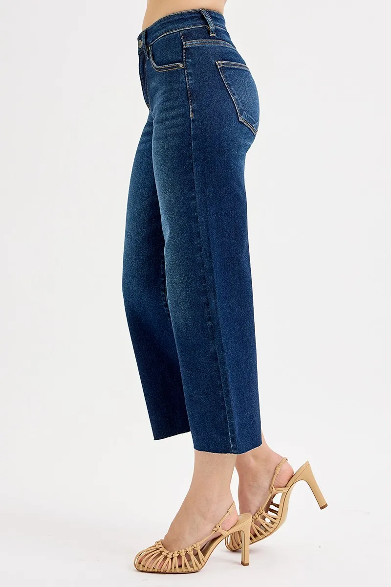 Full Size Tummy Control High Rise Crop Wide Jeans Plus Size, image 5