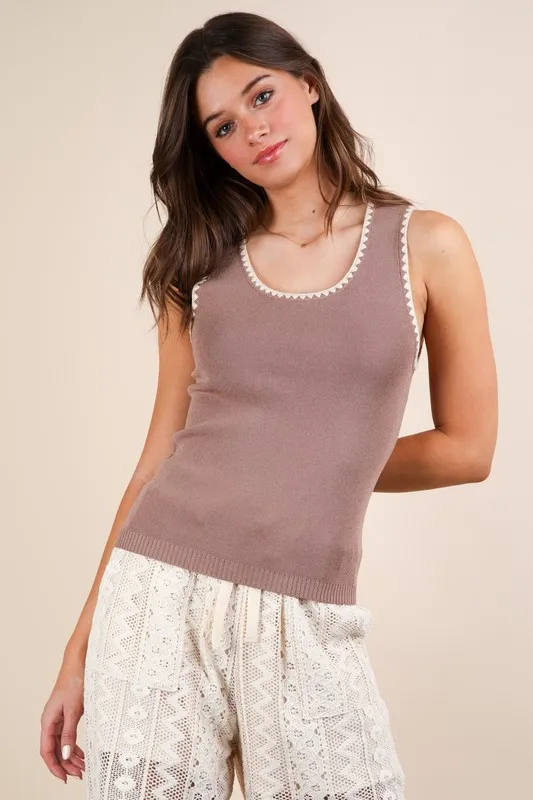 Blanket Style Sleeveless Knit Tank