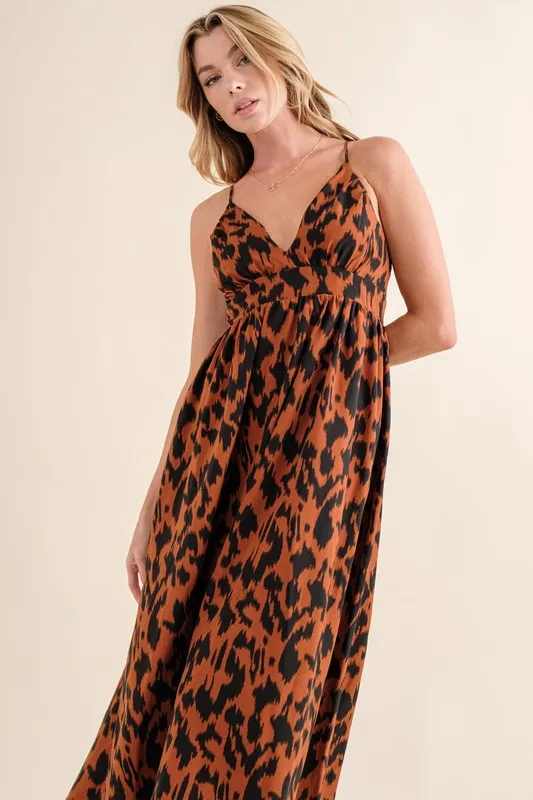 Leopard Print Plunge Maxi Dress, image 2