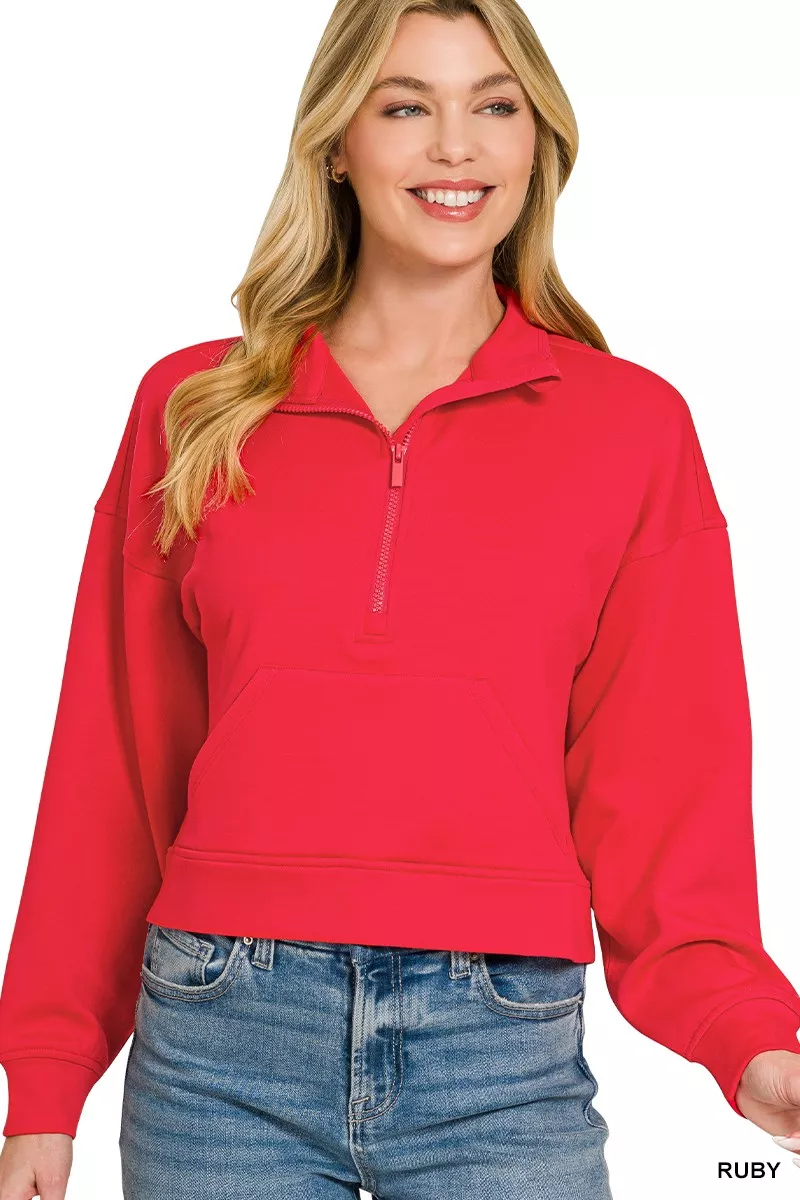 Scuba Half Zip Pullover With Kangaroo Pockets