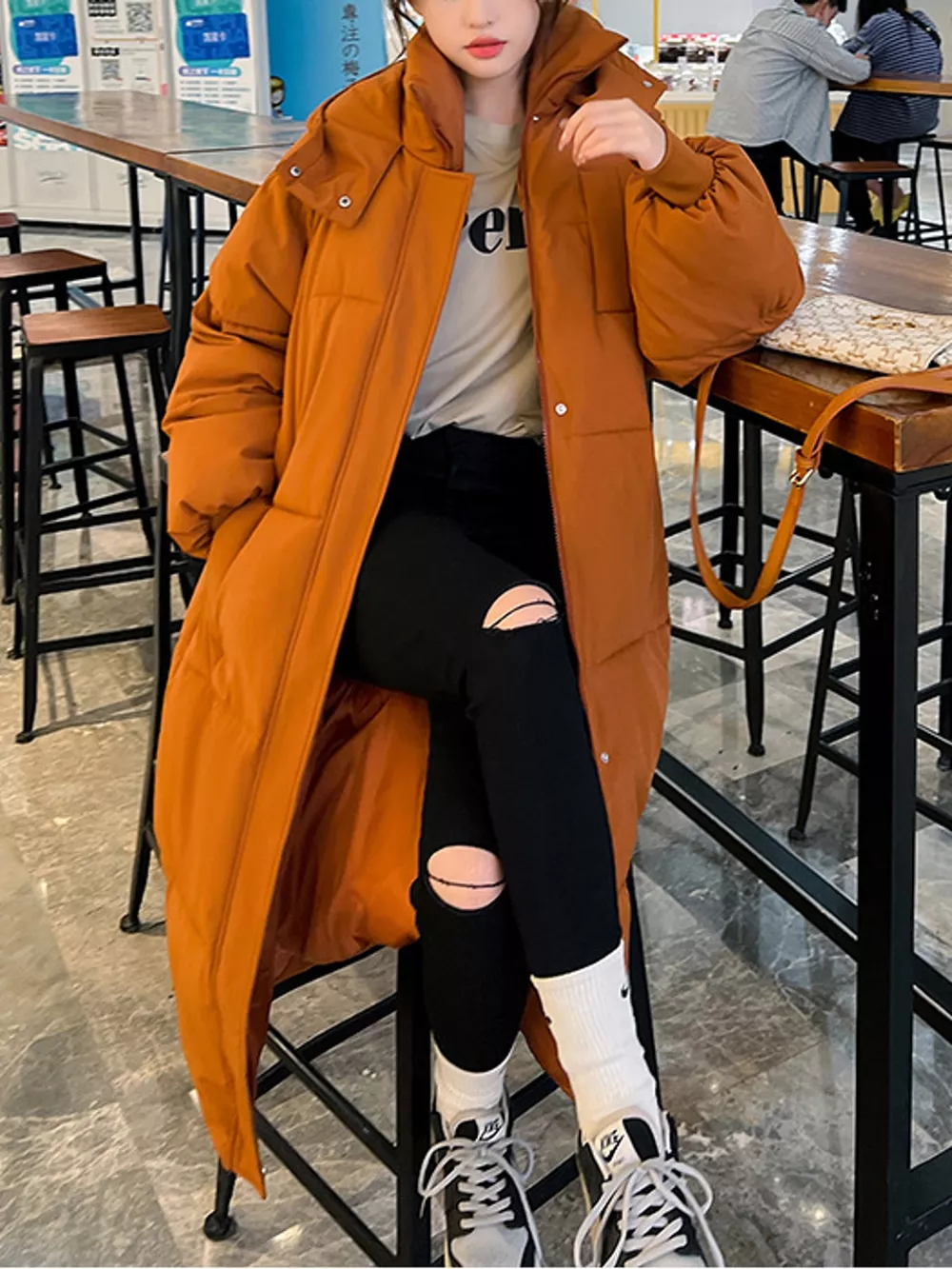 Plus Size Oversized Hooded Longline Puffer Coat, image 25