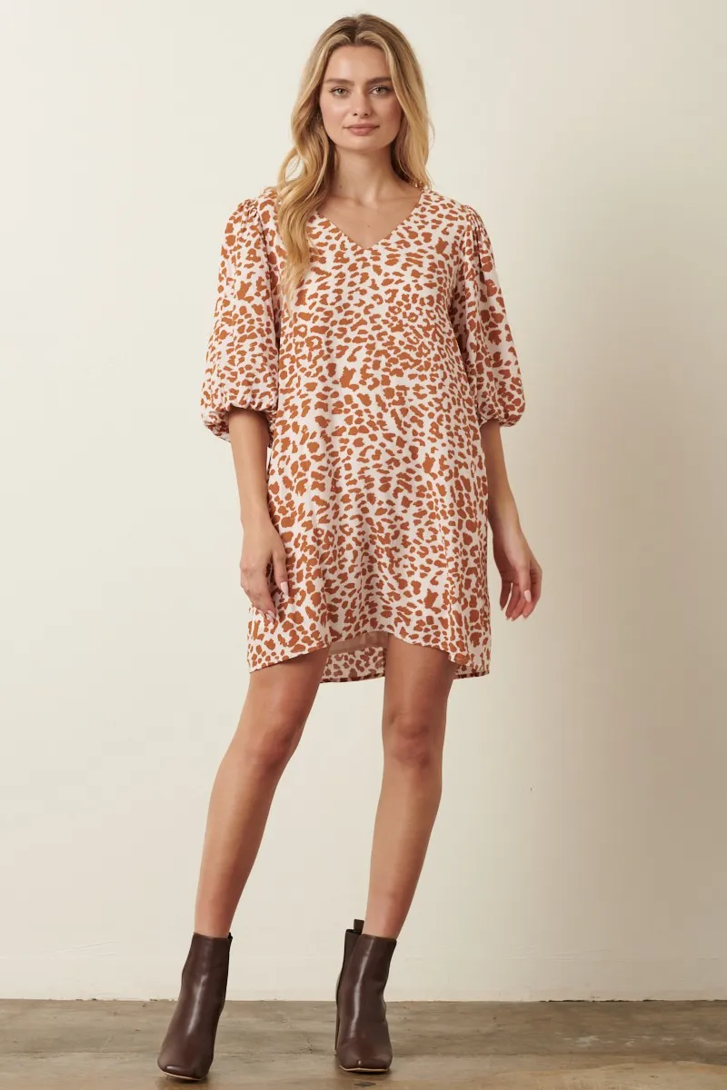 Animal Print Puff Sleeve Mini Dress, image 4