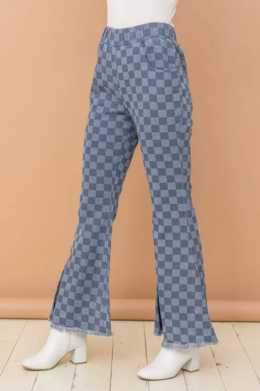 Checkerboard High Waist Bell Pants, image 2