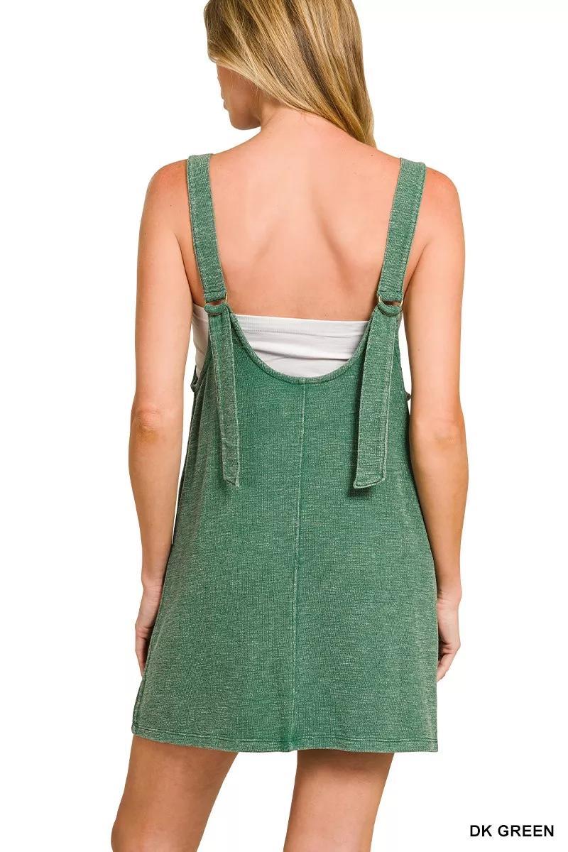 Washed Slub Adjustable Strap Overall Dress, image 3