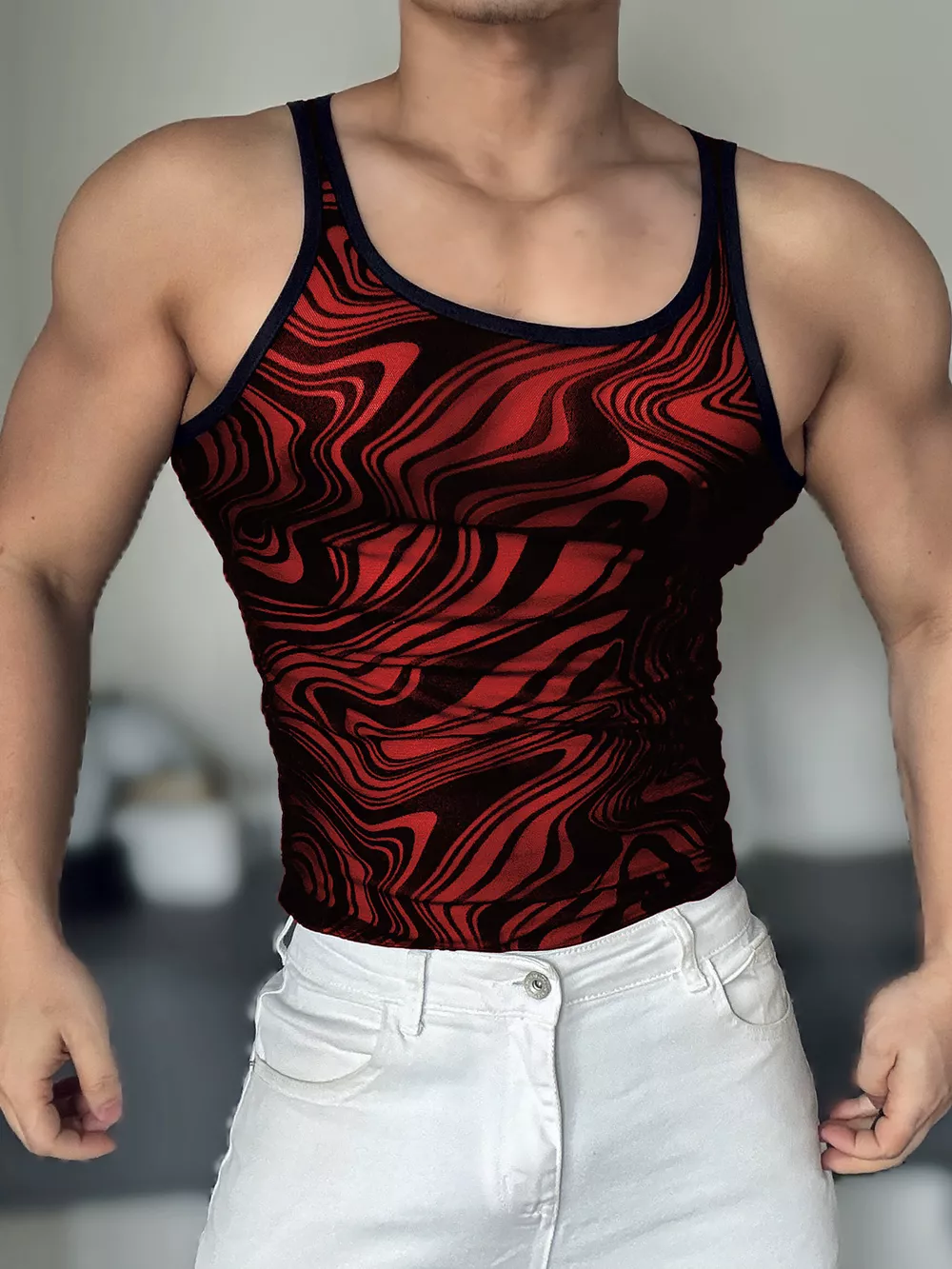 Men's Full Size Slim-Fit Abstract Print Tank Plus Size, image 4