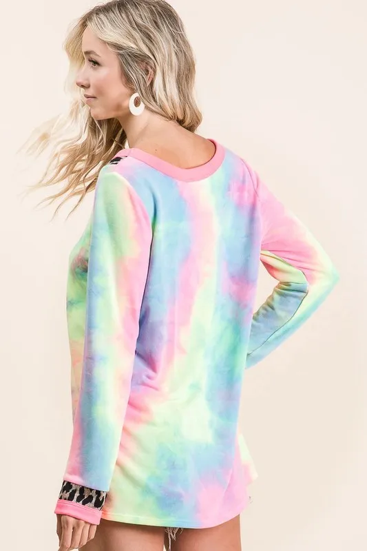 Tie Dye Terry V-Neck Top, image 6