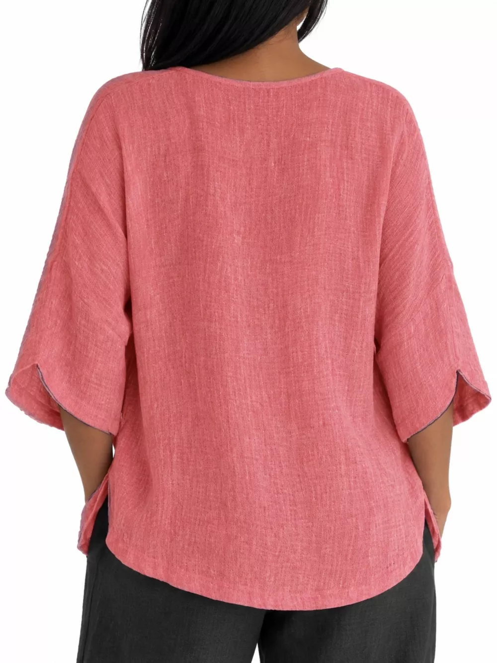 Full Size Loose Fit Linen Blend Blouse Plus Size, image 2