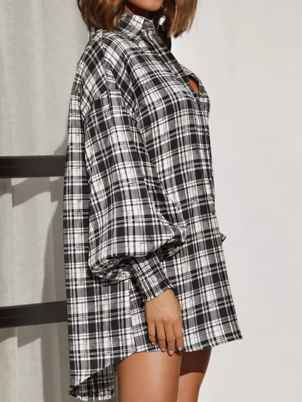 Oversized Plaid Button Up Shirt, image 22