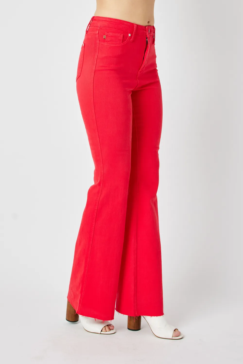 Full Size Hw Tummy Control Garment Dyed Flare Jeans Plus Size, image 6