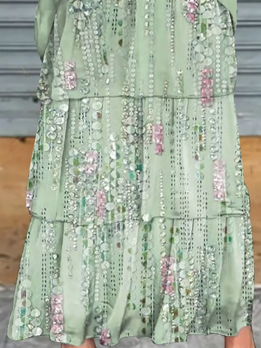 Full Size Layered Batwing Sleeve Maxi Dress Plus Size, image 32