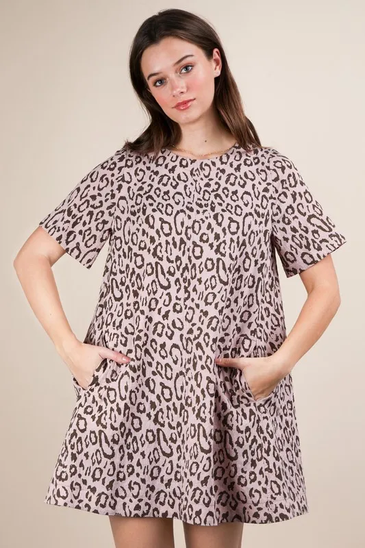 Leopard Printed Comfy Mini Dress, image 2
