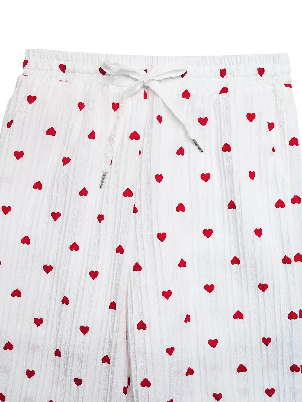 Heart Print Drawstring Waist Wide Leg Pants, image 7