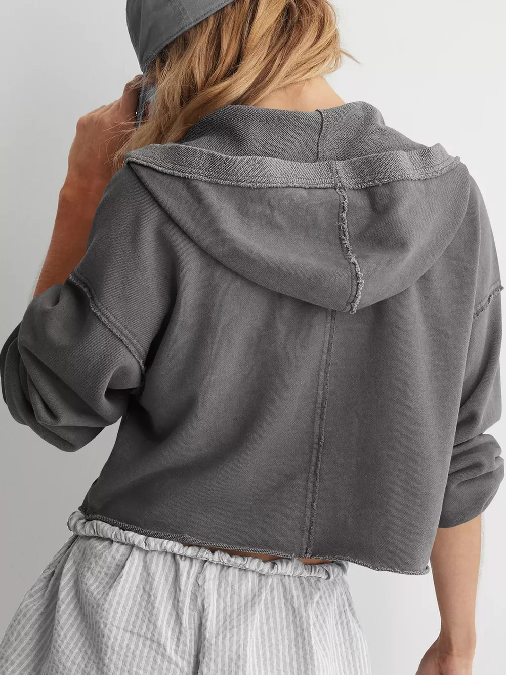 Dropped Shoulder Cropped Hoodie, image 20