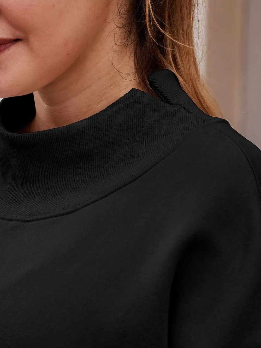 Oversized Mock Neck Long Sleeve Sweatshirt, image 20