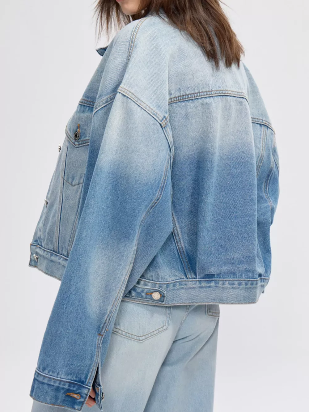 Button Up Dropped Shoulder Denim Jacket, image 5