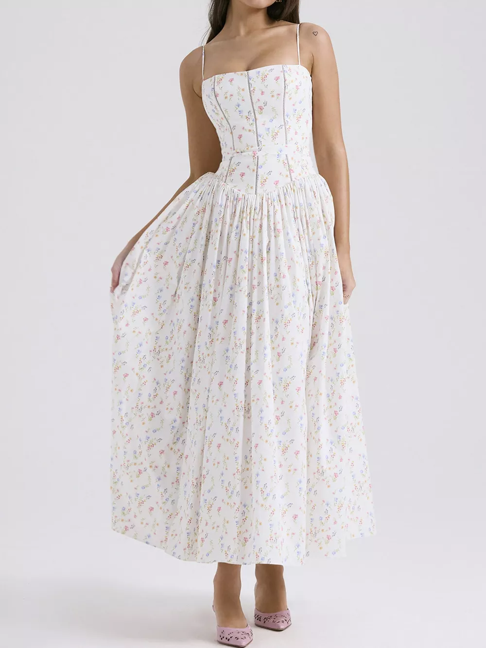 Floral Spaghetti Straps Midi Dress, image 16
