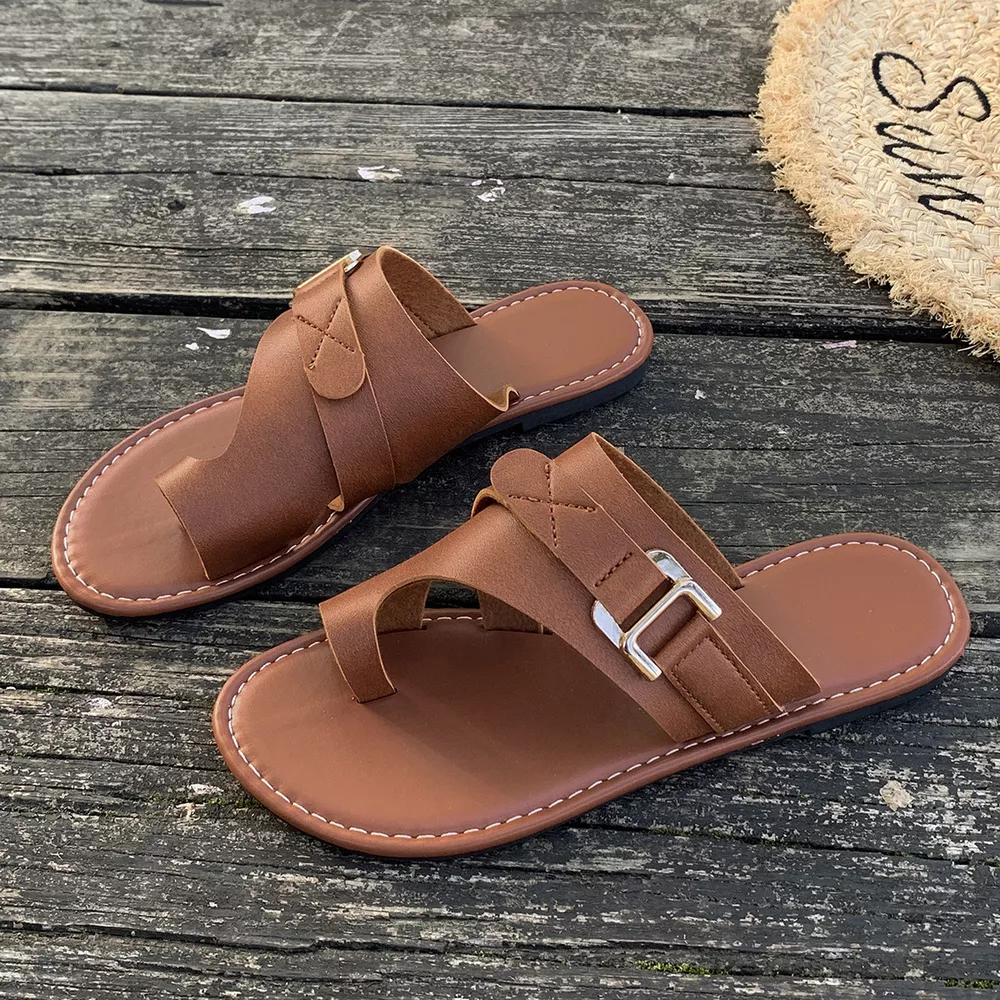Toe Loop Buckle Decor Sandals, image 8