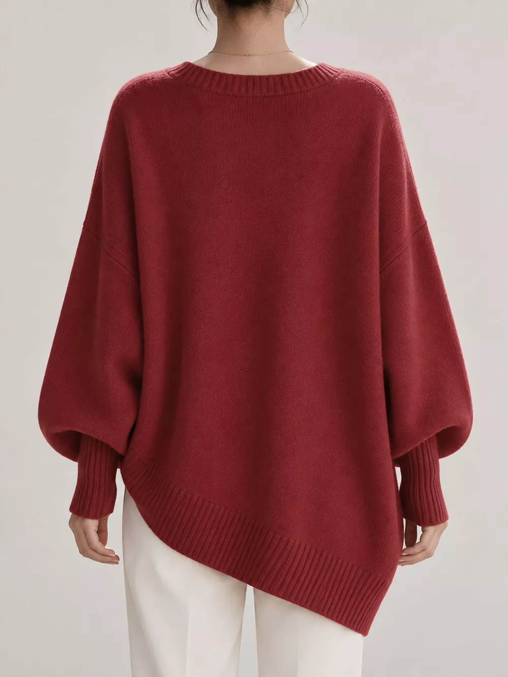 Full Size V-Neck Oversized Batwing Sleeve Sweater Plus Size, image 3