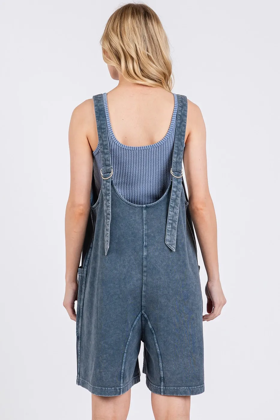 Low Scoop Neck Tank Washed French Terry Romper, image 3