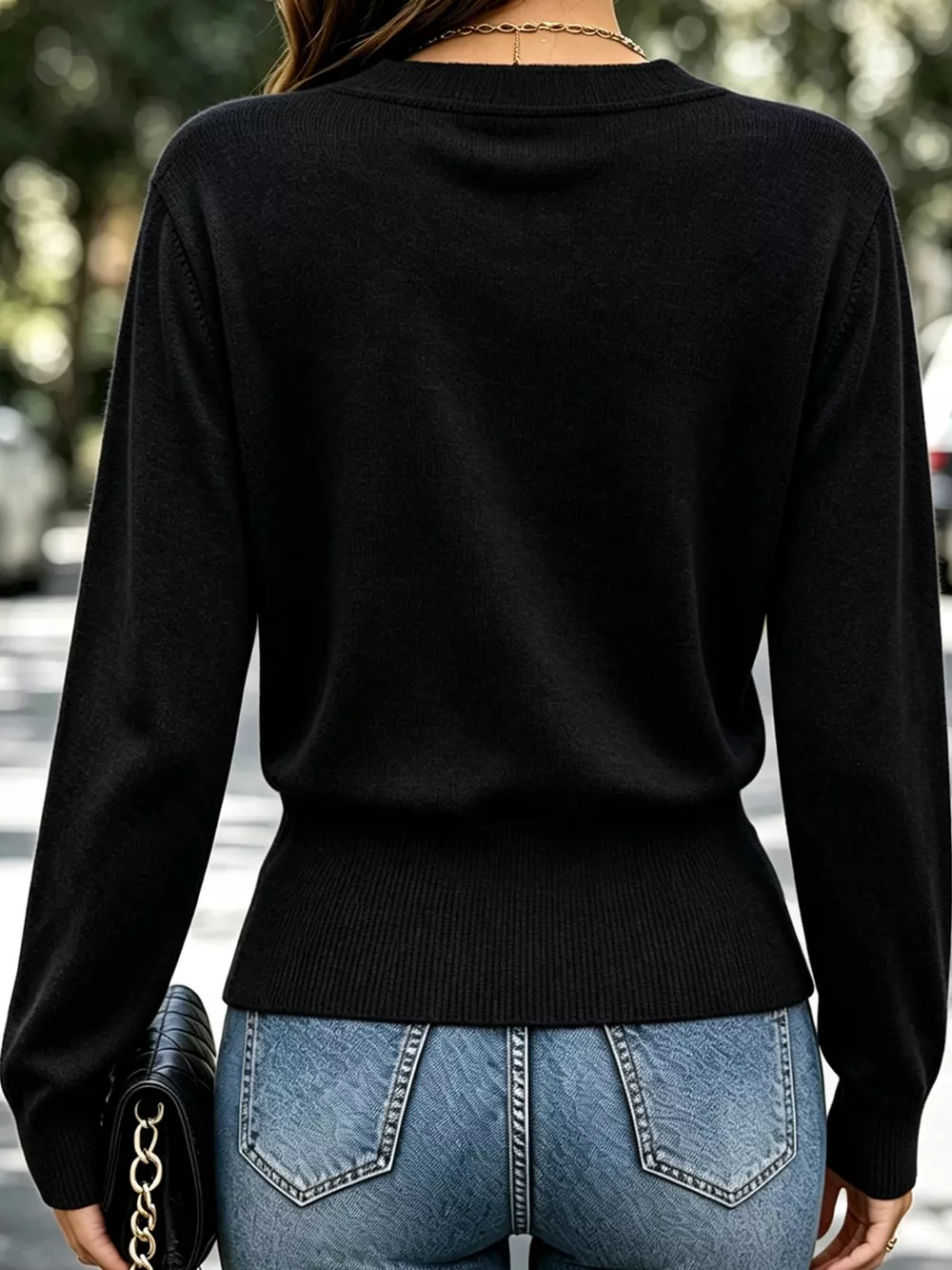 Surplice Elastic Waist Long Sleeve Knit Top, image 26