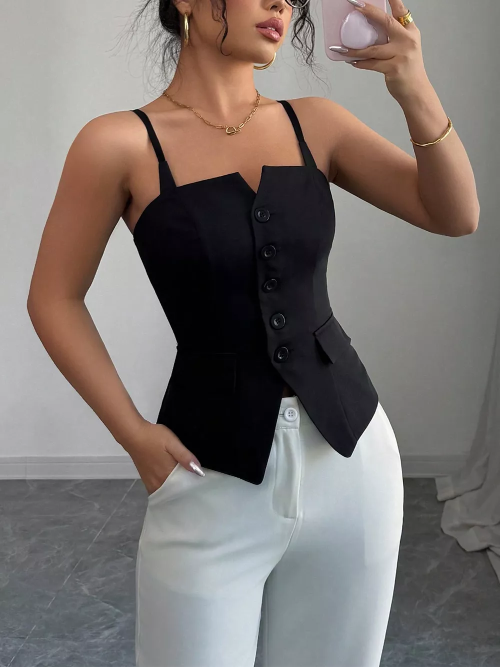Button-Front Cami Top, image 5