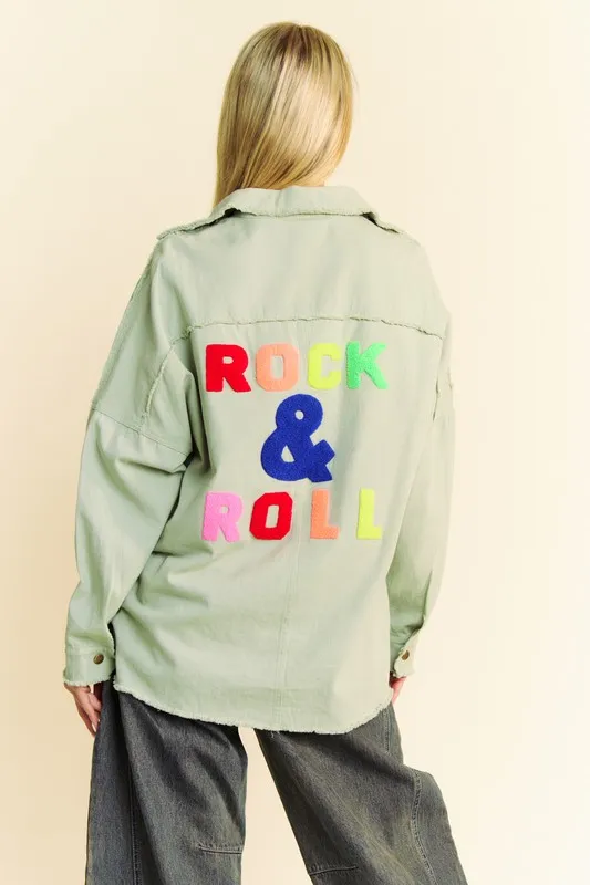 Multi Color Rock & Roll Fringed Hem Loose Fit Shacket