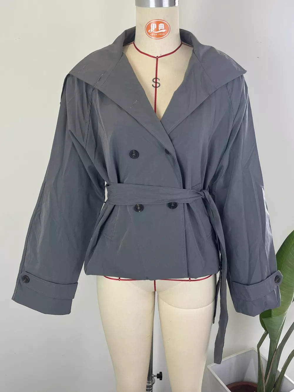 Full Size Double-Breasted Belted Trench Outerwear Plus Size, image 20