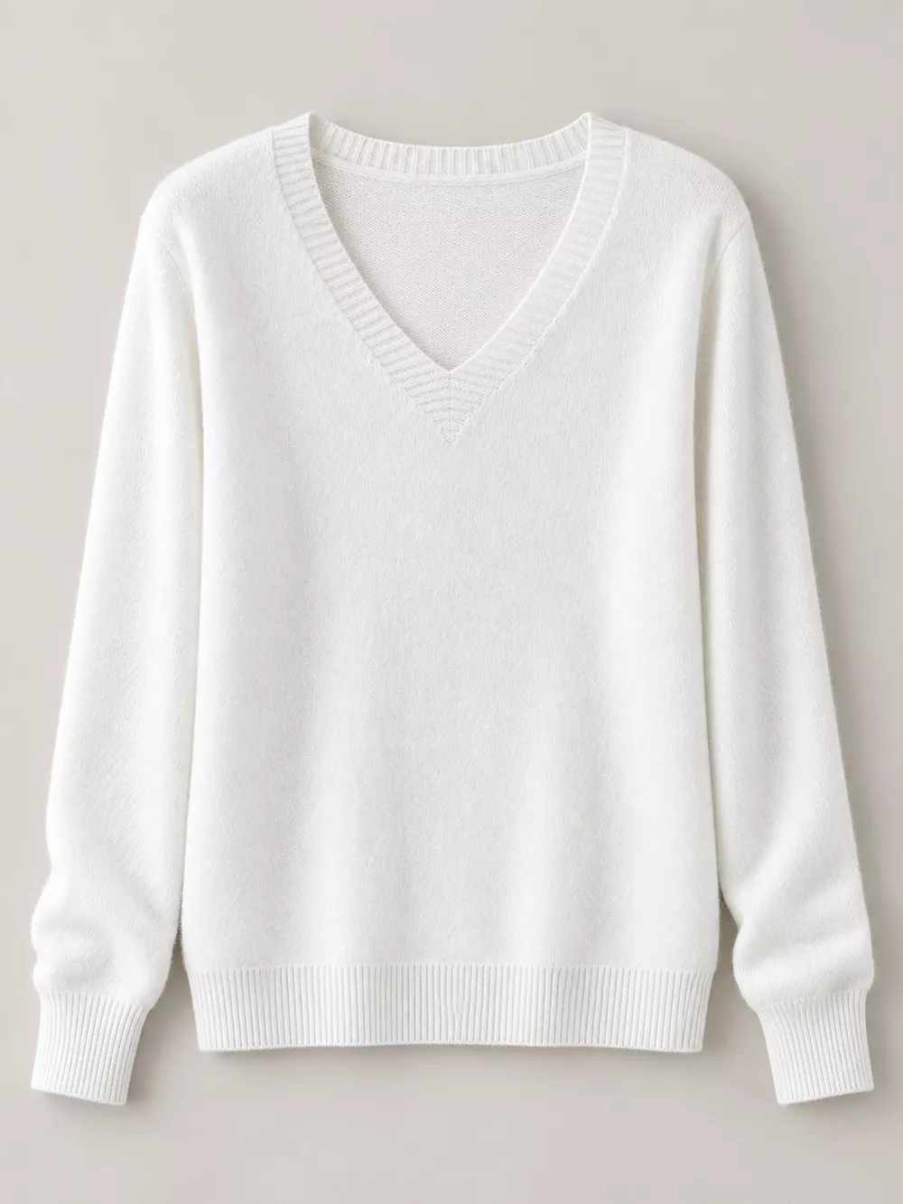 V-Neck Solid Color Sweater, image 3