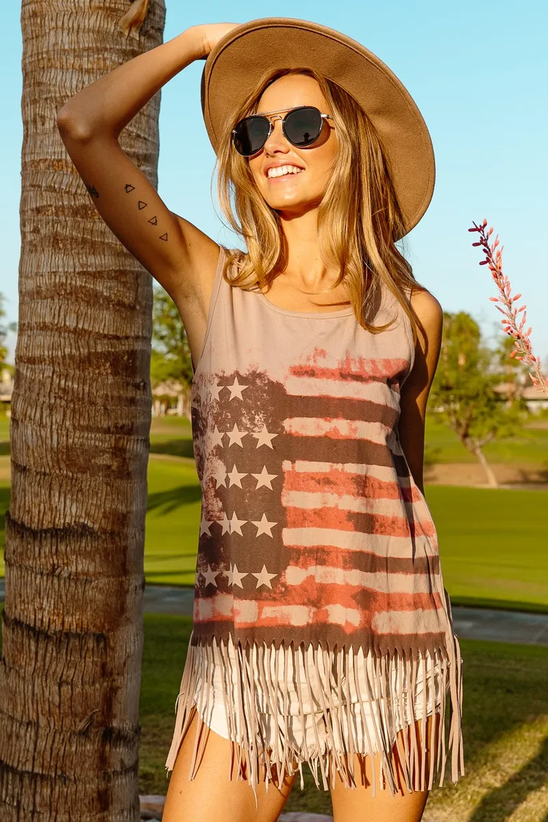 American Flag Print Knit Sleeveless Top, image 14