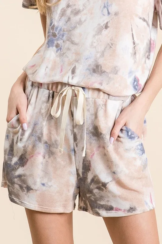 Tie Dye Terry Shorts with Drawstring, image 2