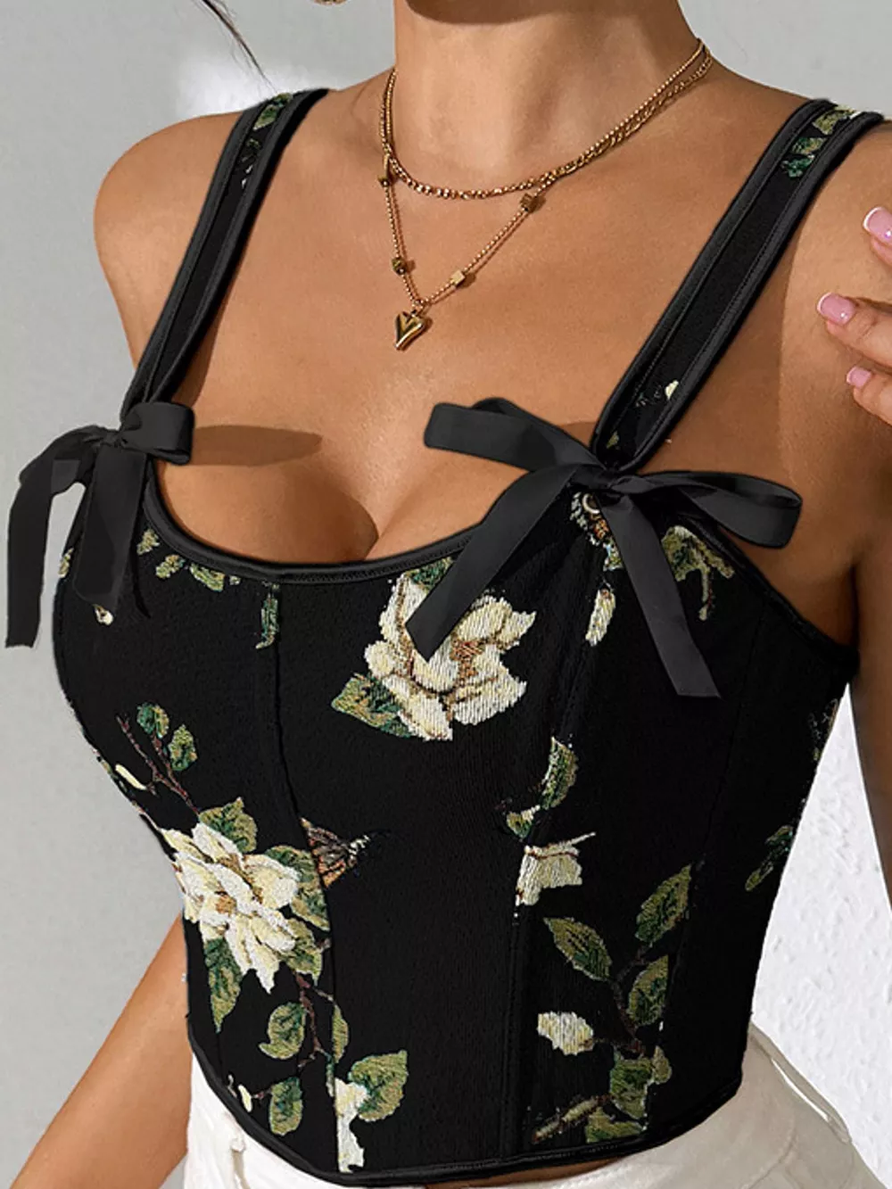 Floral Lace Up Back Tank, image 16