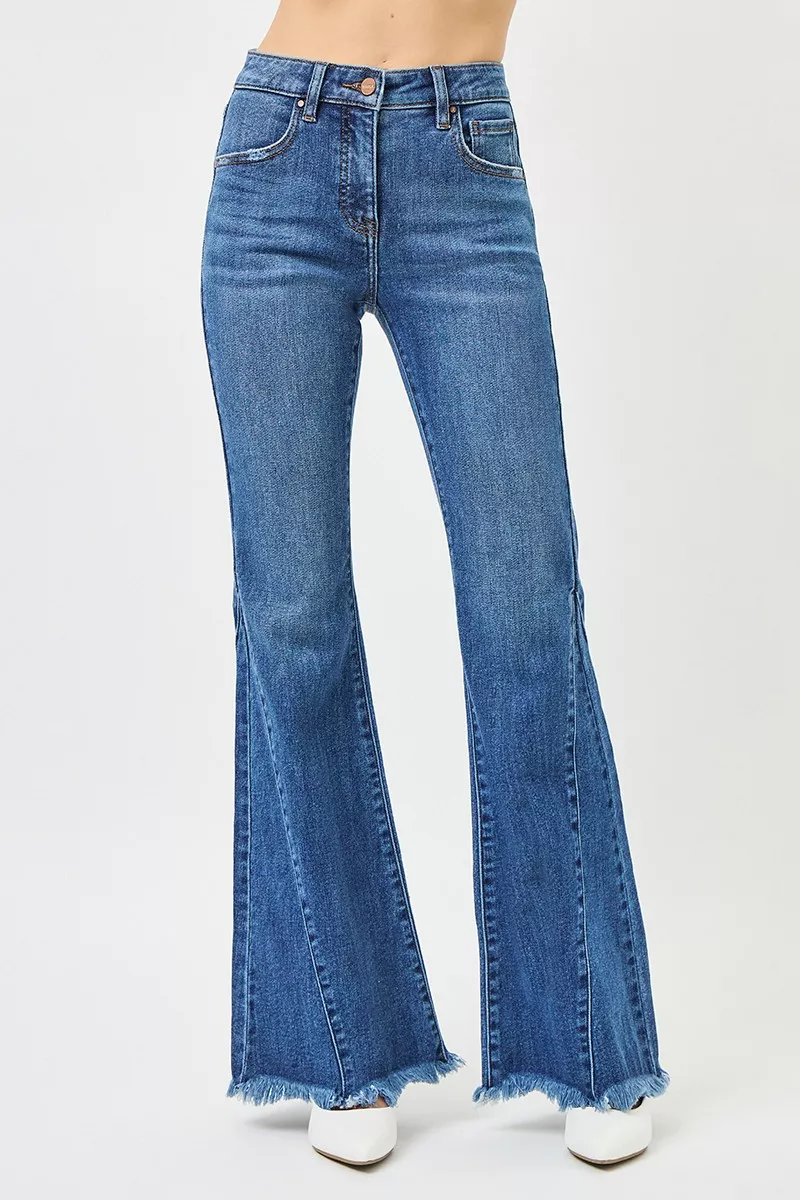 Mid Rise Flare Side Seam Detailing Jeans, image 5