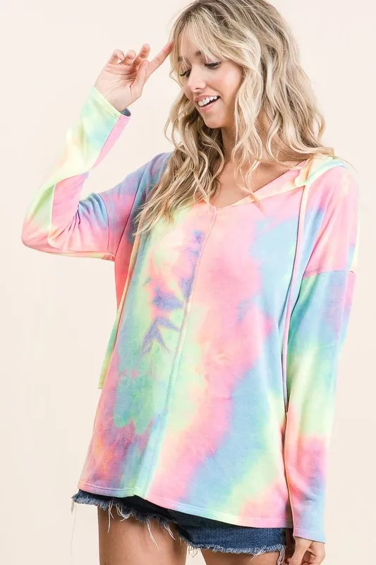 Tie Dye Terry Long Sleeve Hoodie