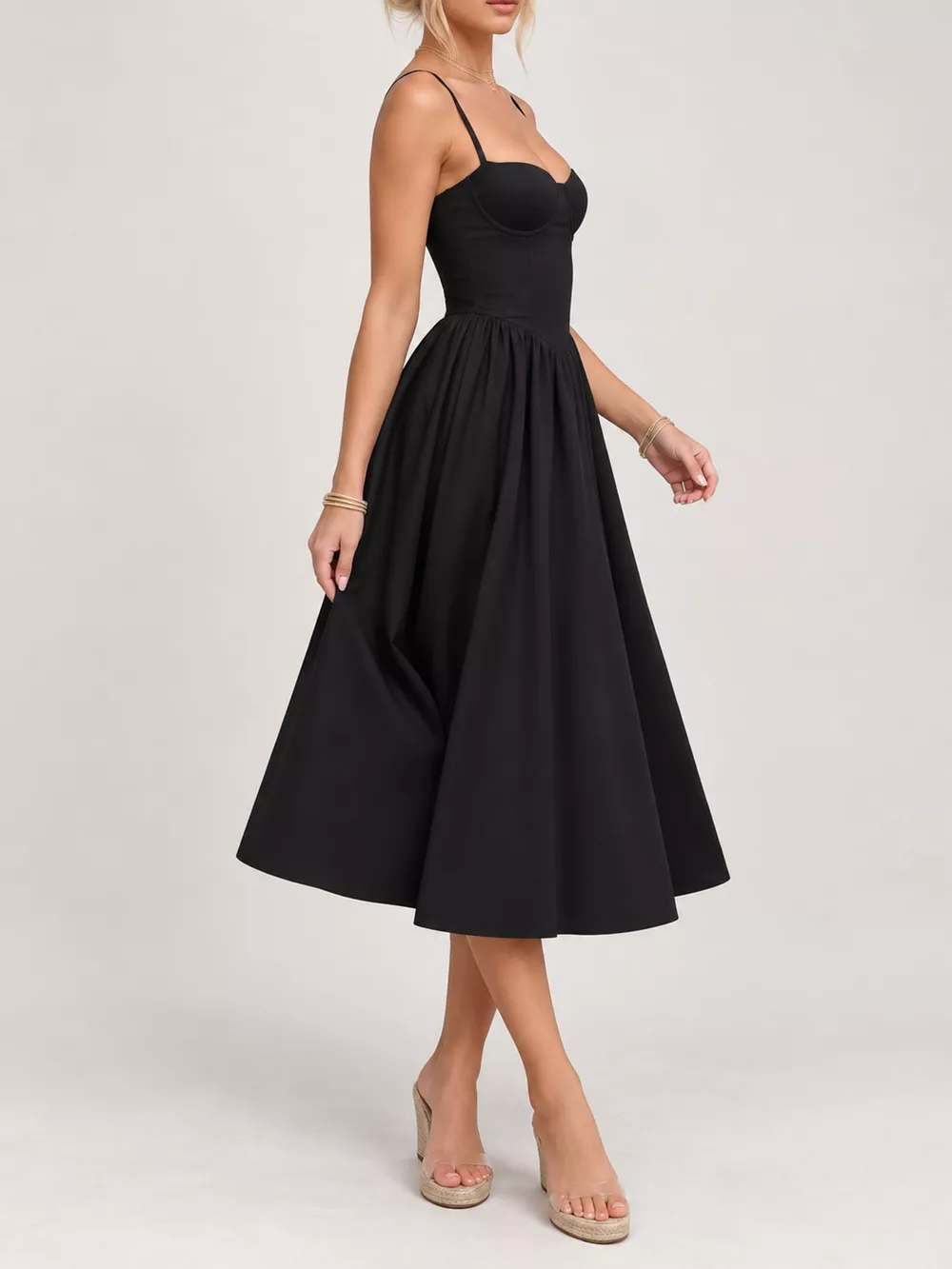 Sweetheart Neck Midi Cami Dress, image 22