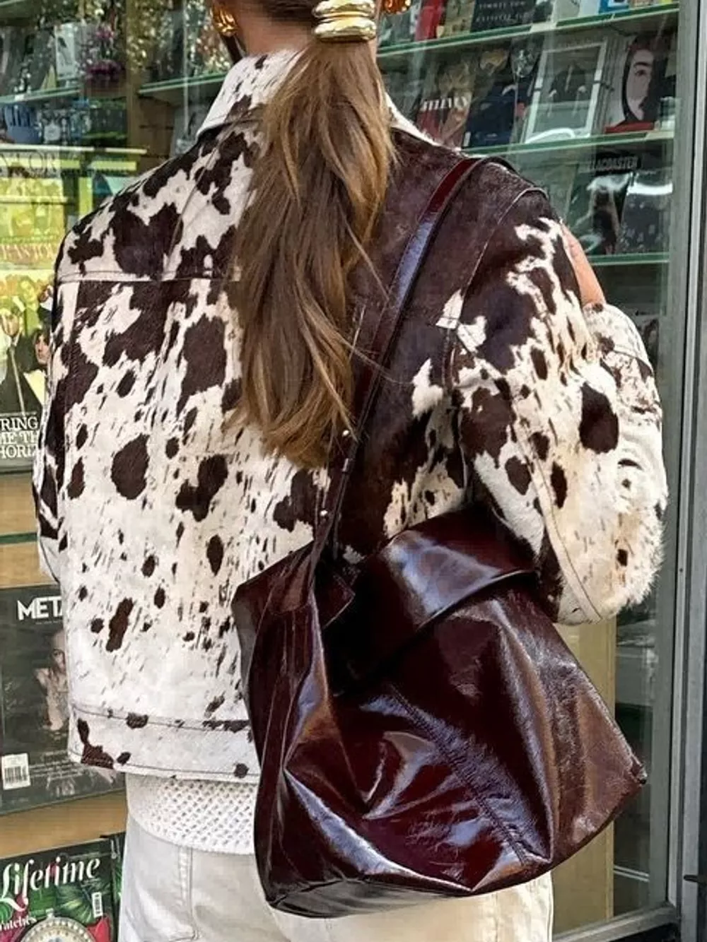 Cow Print Button Up Jacket, image 3