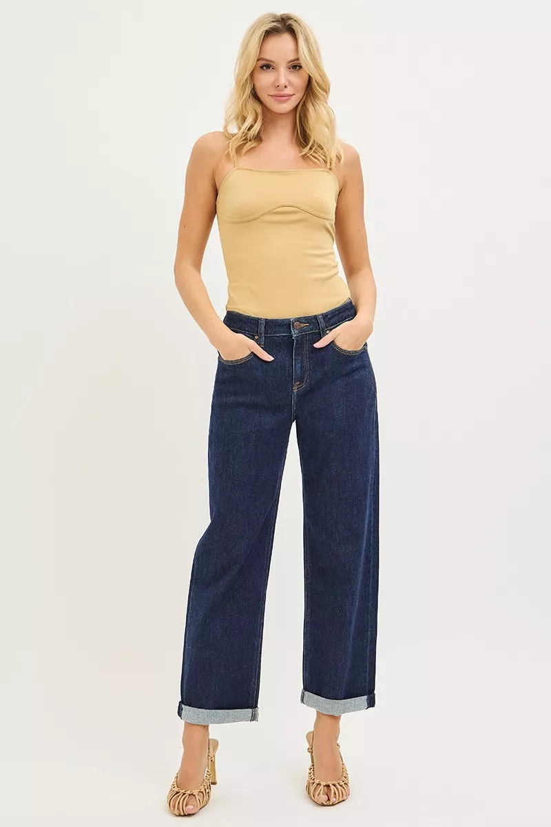 Slouchy Cropped Boyfriend Jeans With Cuffed Hem, image 4