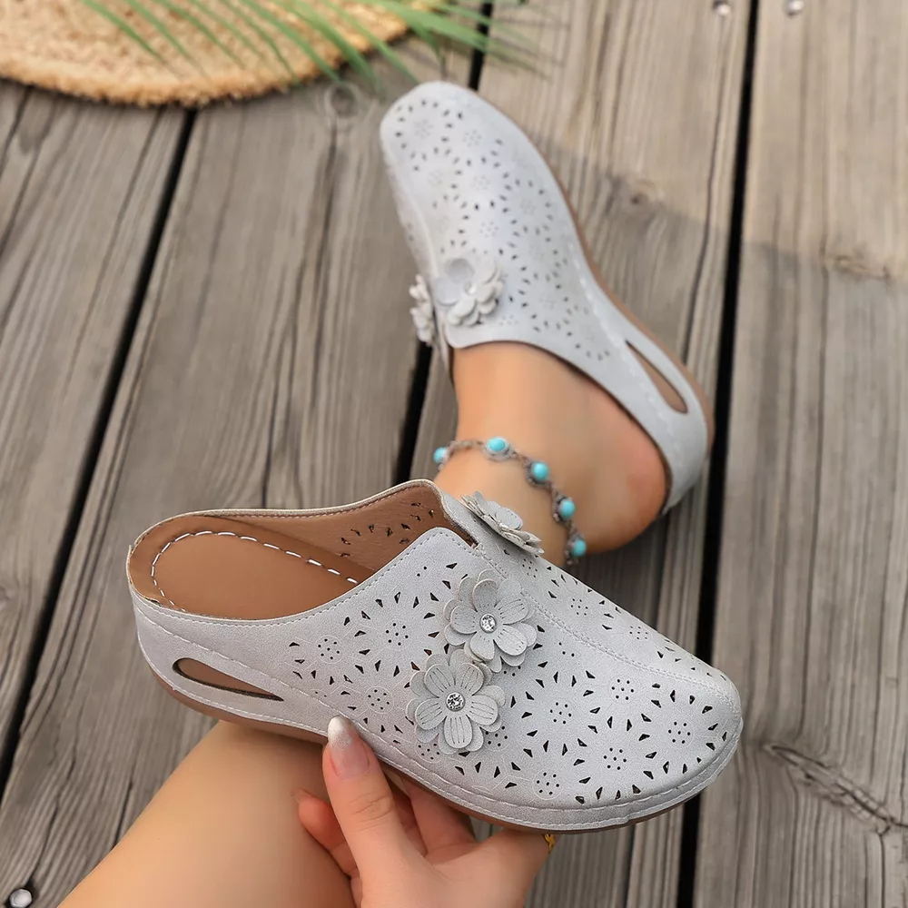 Floral Decor Round Toe Sandals, image 13