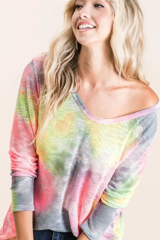 Tie Dye Print Low Gauge Knit Top, image 11
