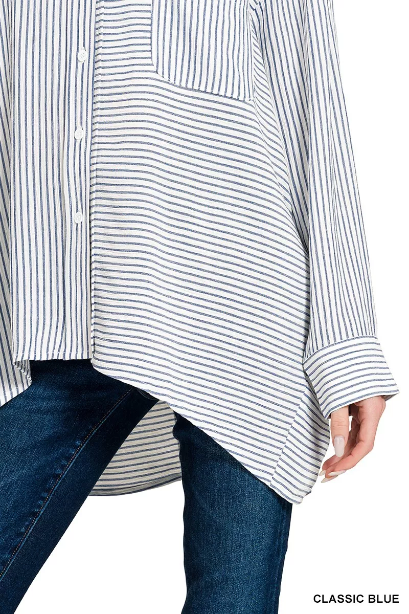 Woven Stripe Button Down Shirt, image 6
