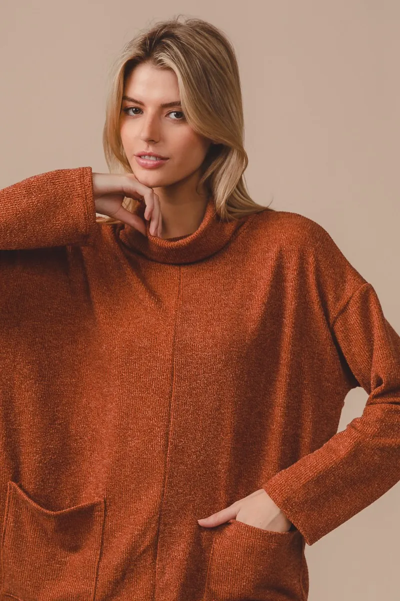 Piper Rib Double Pocket Turtle Neck Sweater, image 6