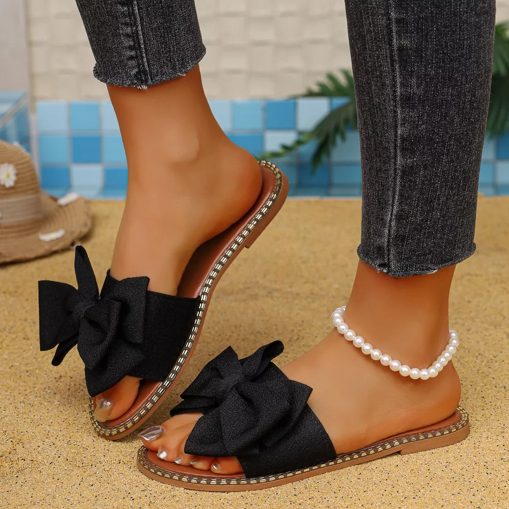 Bowknot Embellished Flat Sandals, image 19