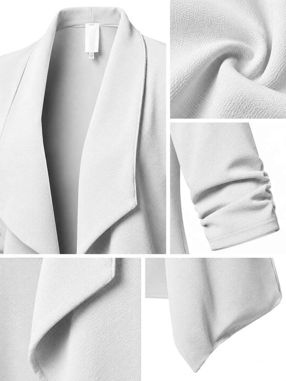 Full Size Open Front Drape Blazer with 3/4 Ruched Sleeves Plus Size, image 5