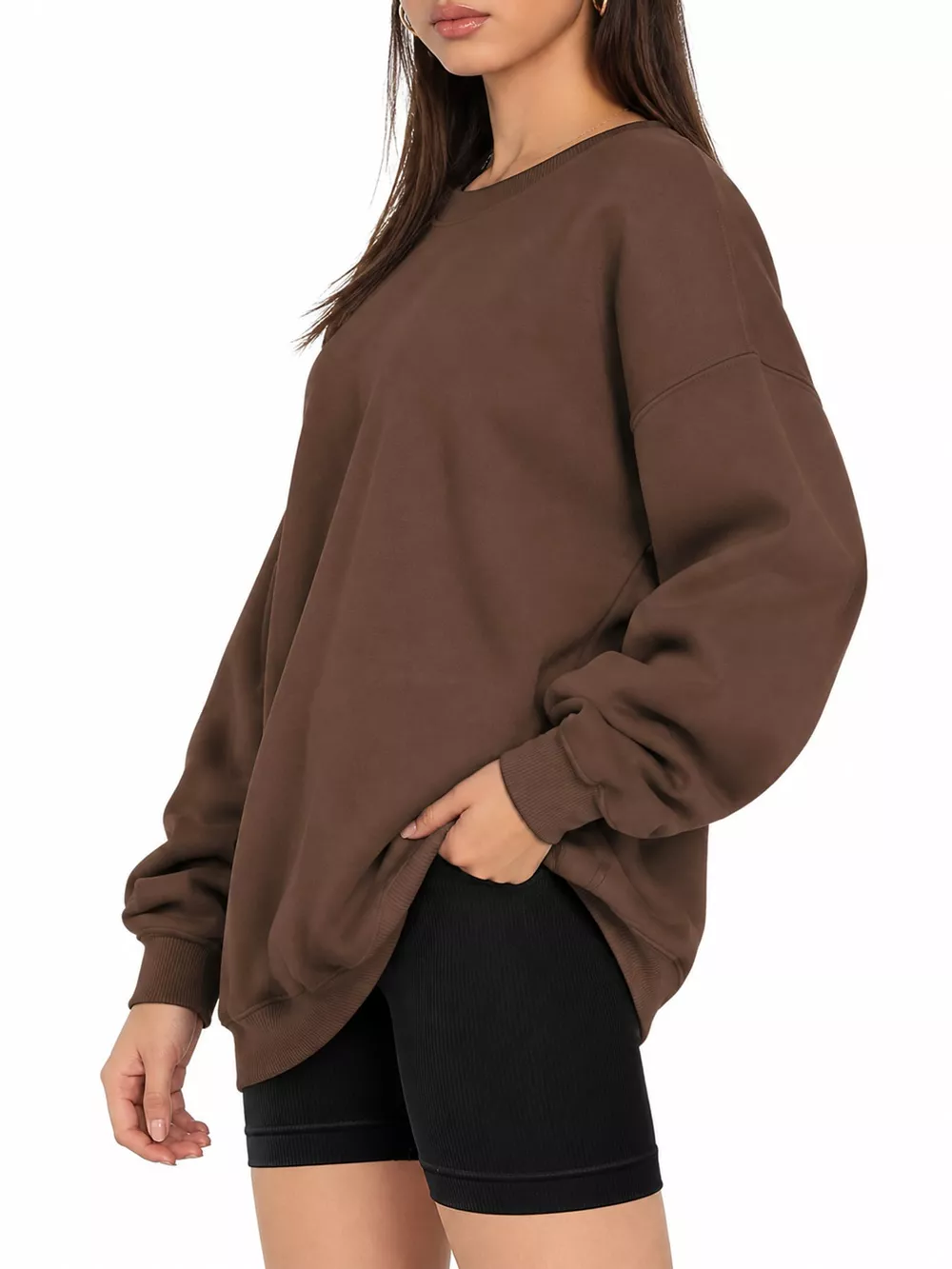 Full Size Crew Neck Dropped Shoulder Sweatshirt Plus Size, image 16