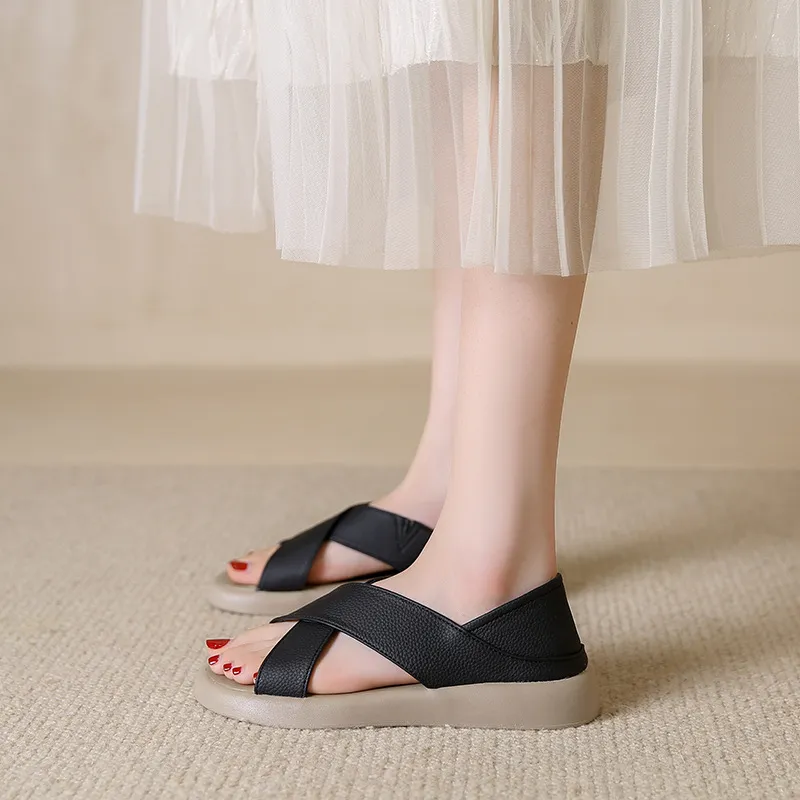 Crossover Platform Comfort Sandals, image 4