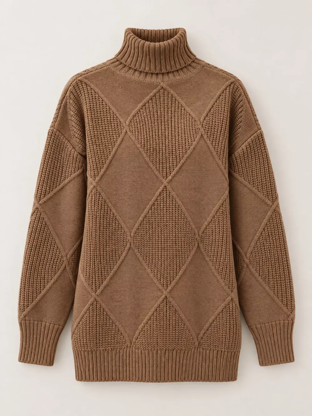 Full Size Diamond Pattern Turtleneck Sweater Plus Size, image 33