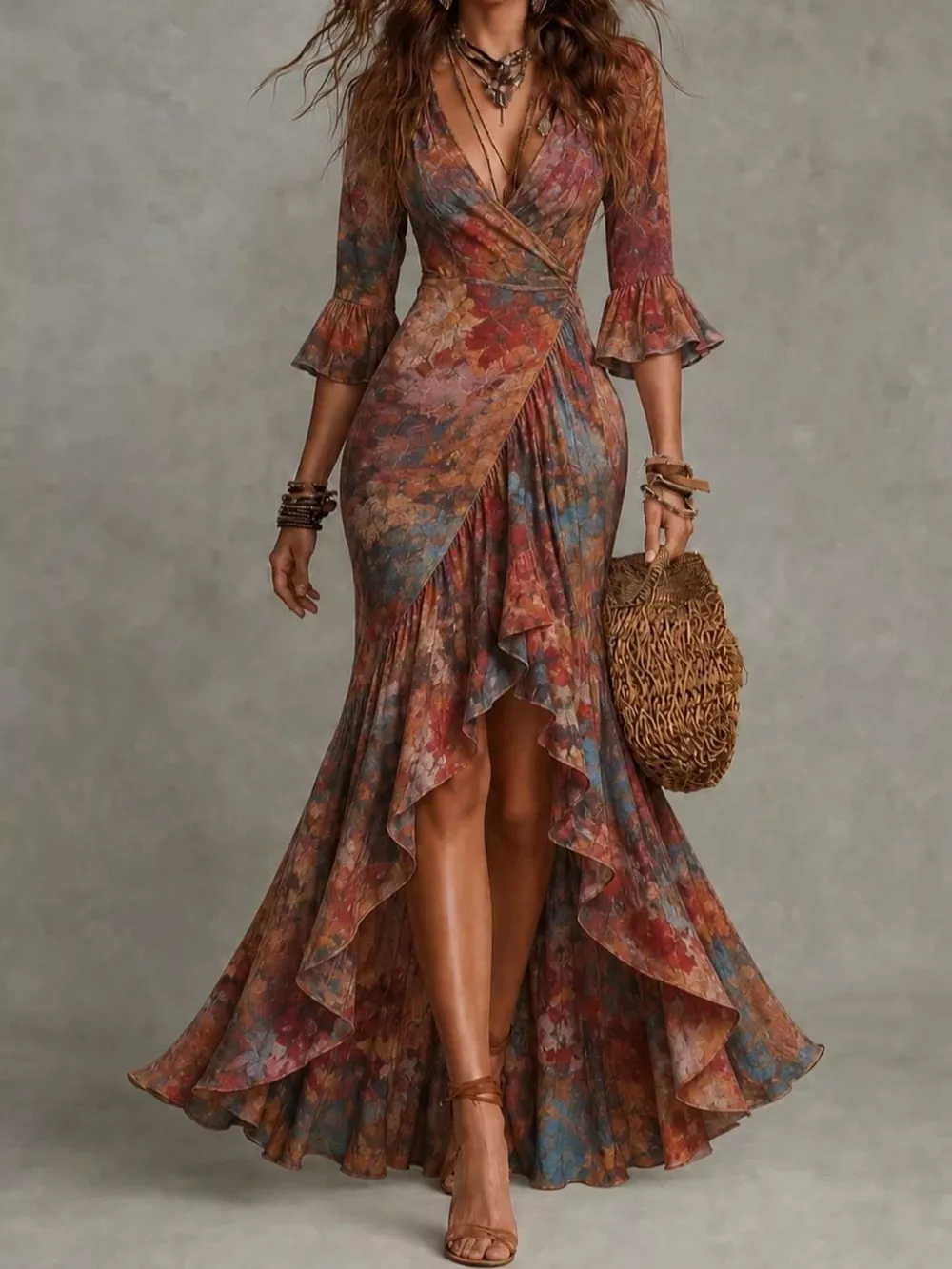 High-Low Ruffled Maxi Dress, image 11