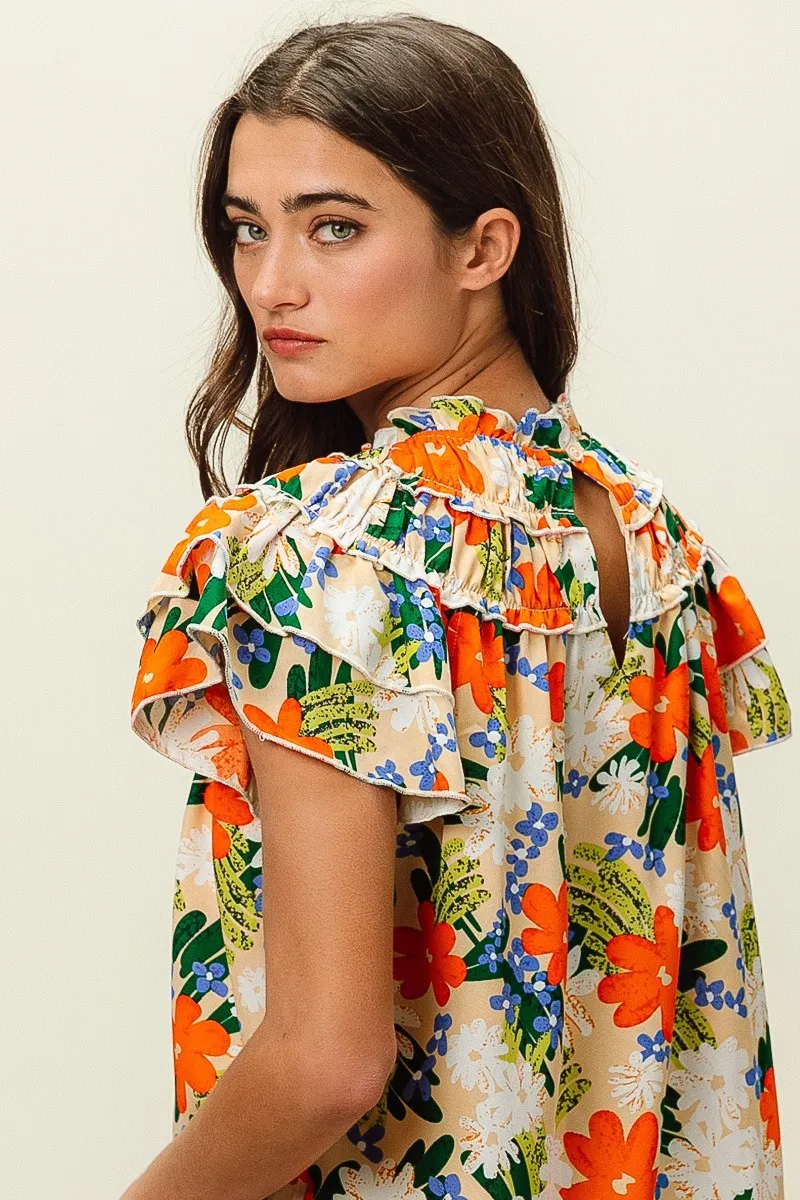Multi Color Floral Print Woven Top, image 11