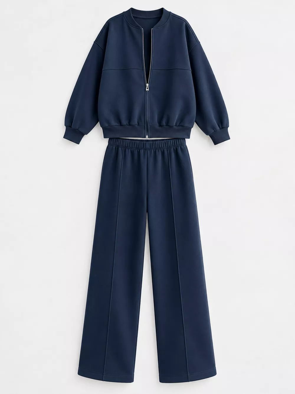 Casual Zip-Up Jacket and Wide-Leg Sweatpants Set, image 28