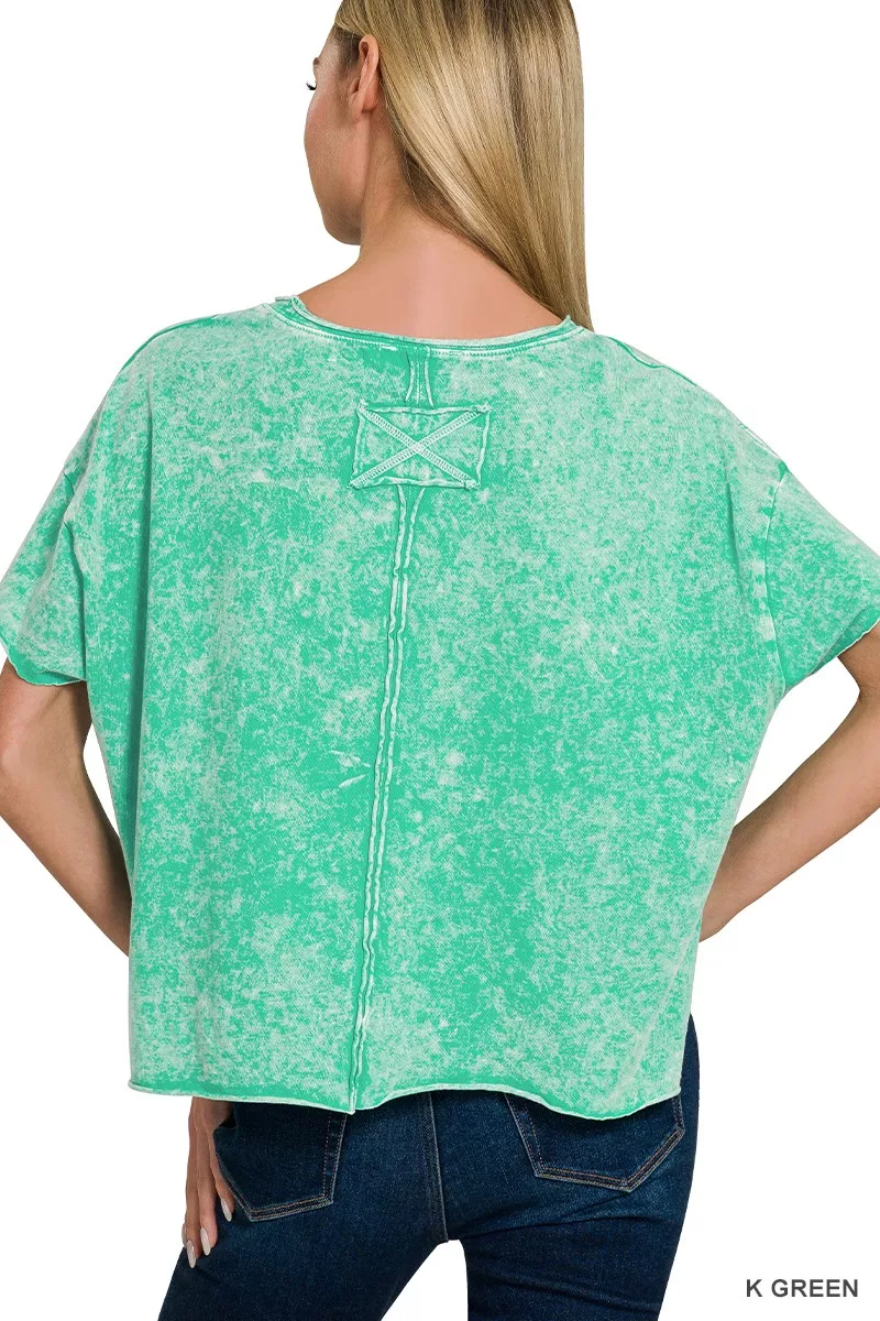 Halo Washed Cotton Short Sleeve Top, image 3
