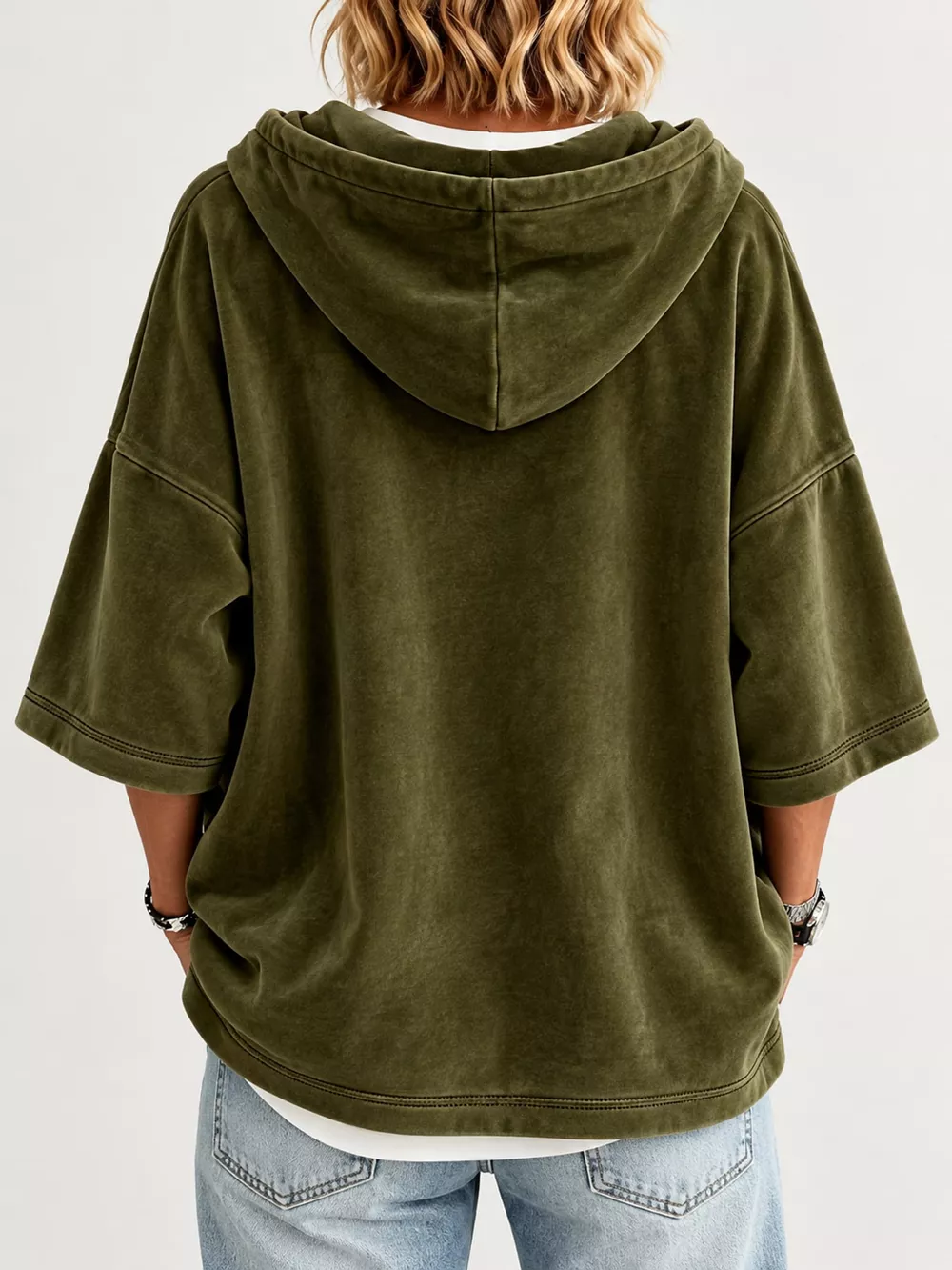 Full Size Velvet Short Sleeve Hoodie Plus Size, image 16